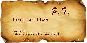 Preszter Tibor névjegykártya